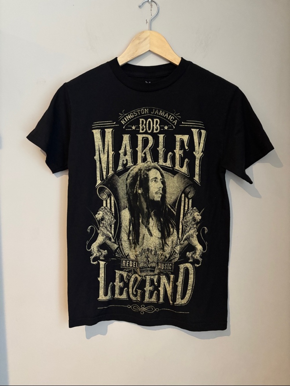 Zion Rootswear Tee with Gold Bob Marley Graphic
